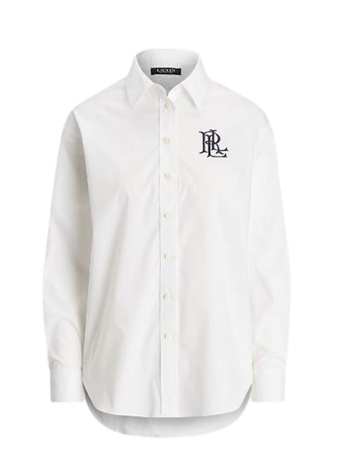 Camicia in cotone stretch Relaxed-Fit LAUREN RALPH LAUREN | KOTTA-LONG SLEEVE-BUTTON FRONT.WHITE